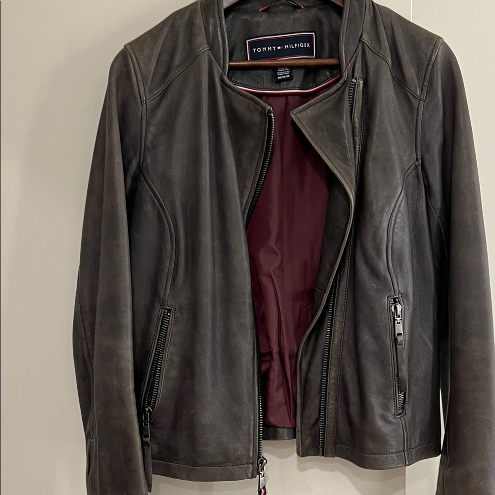 Tommy Hilfiger Charcoal Leather Jacket